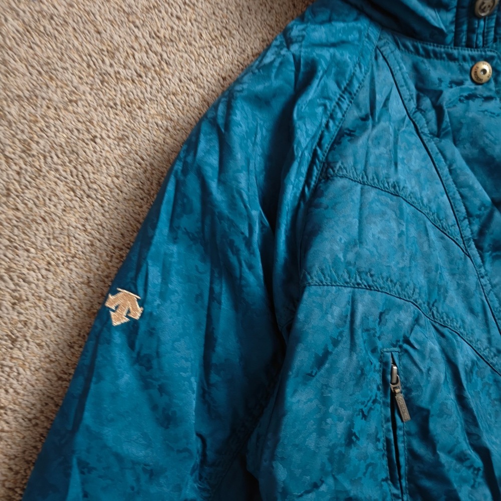 Vintage Descente‎ Teal Floral Ski Jacket Women's Size 10 Winter Warm Coat - Picture 10 of 16